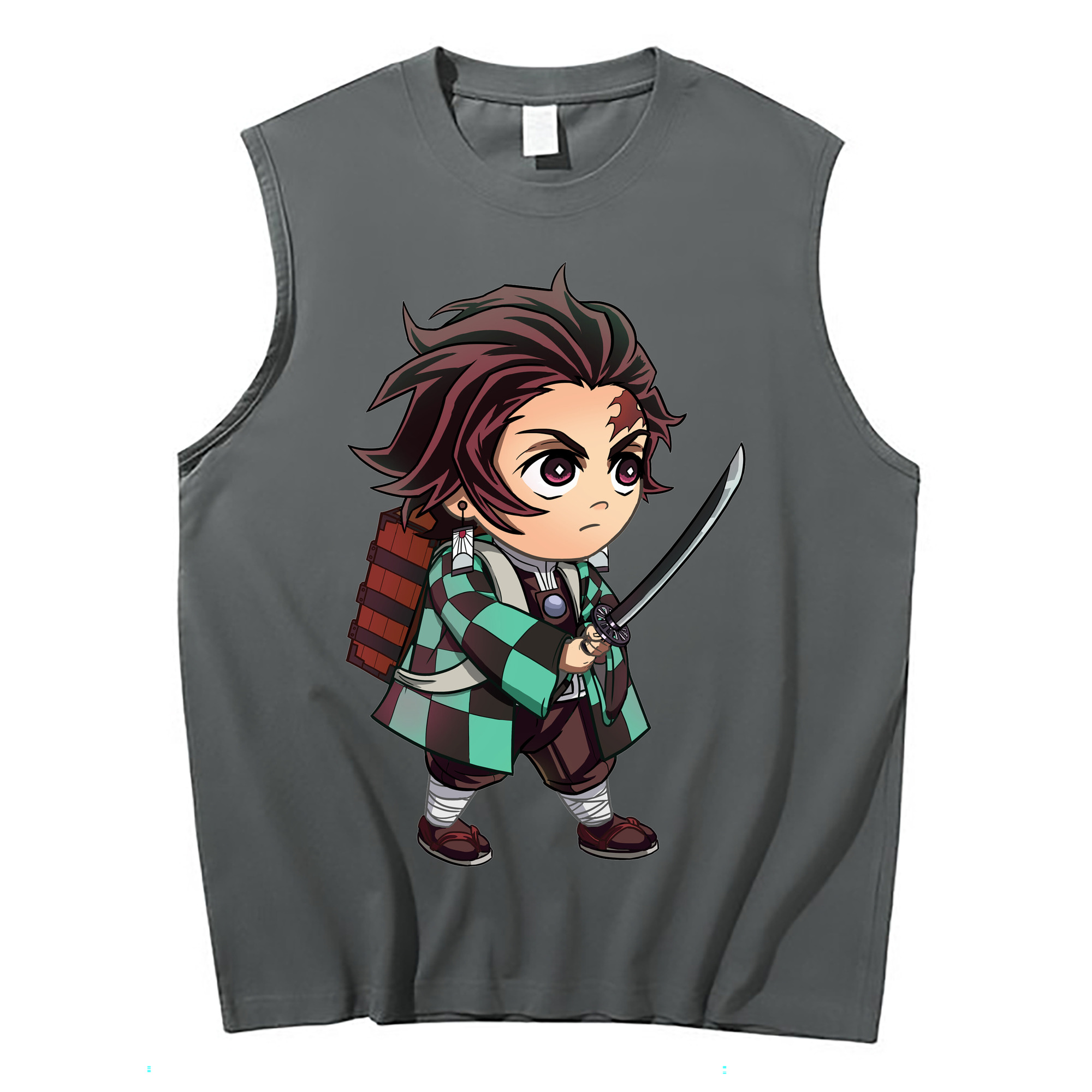 （画像用） 鬼滅の刃 竈門 炭治郎／かまど たんじろう Kamado Tanjirou コットン100％タンクトップ（フロントプリント）